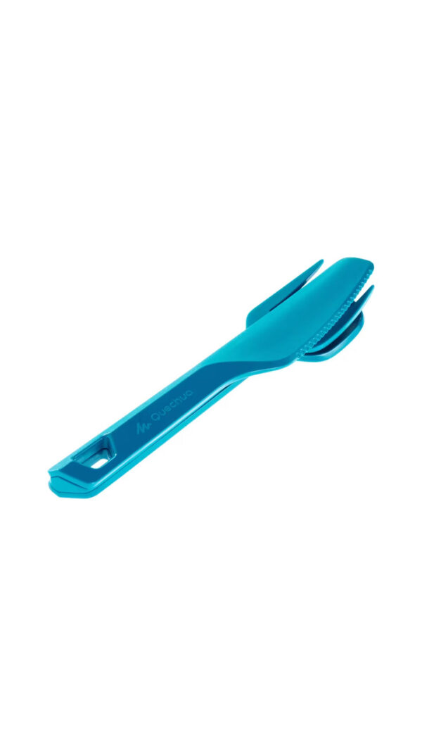 ست قاشق، چنگال،چاقو کوهنوردی، کمپینگ کچوا             -QUECHUA Camping Plastic Tableware Set - Fork/Knife/Spoon - 3 Pieces - Blue - 100